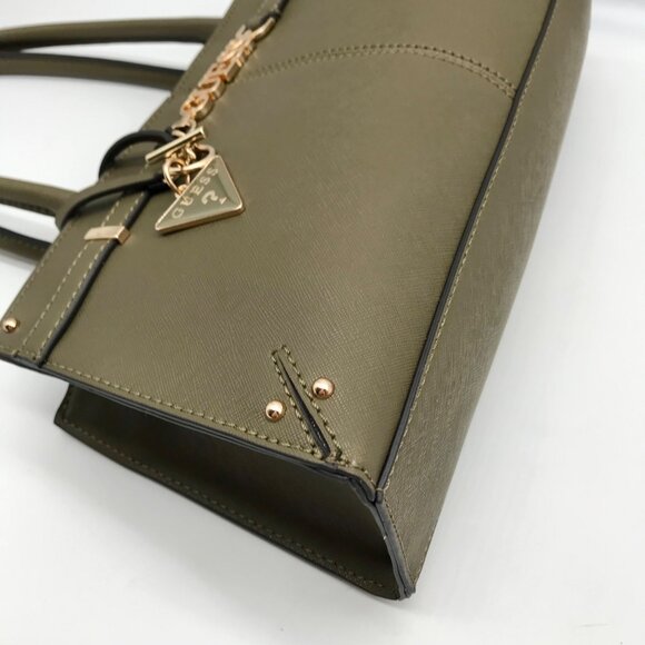 Guess Olive Green Faux Leather Satchel Bag - Picture 7 of 10